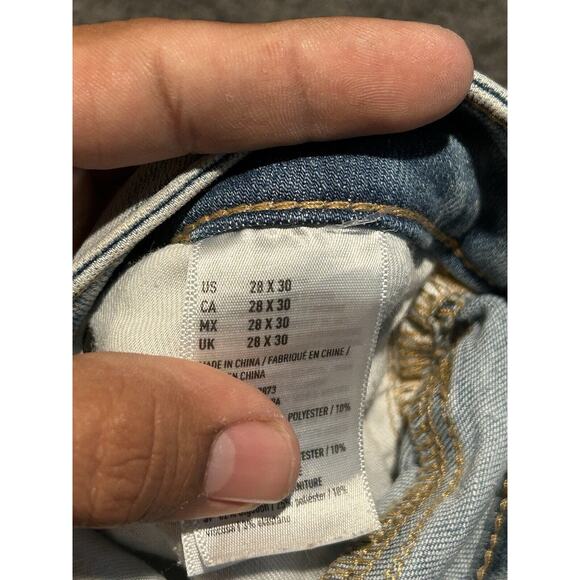American Eagle Jeans Mens 28x30 AirFlex Slim Straight Low Rise‎ Light Wash Fade - Picture 7 of 8